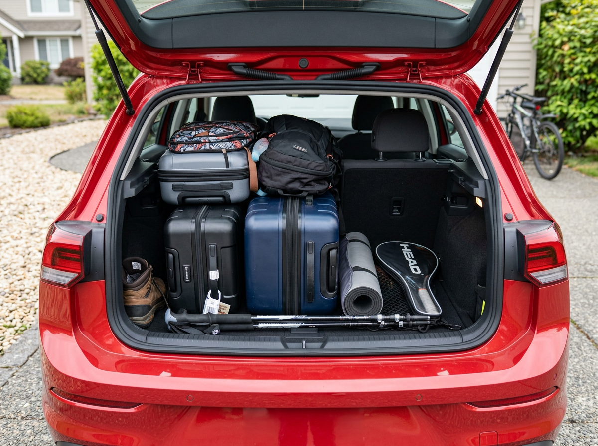 Suzuki Swift cargo space packed with luggage